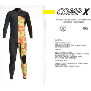 2023 Xcel Mens Comp X 4/3mm Chest Zip Wetsuit MN43C2C9 - Black